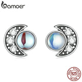 925 Silver Moonstone Ear Studs for Women Girl