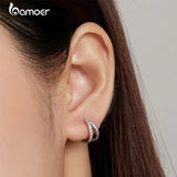 925 Silver Classic Hoop Earrings with Zircon