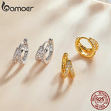 925 Silver Classic Hoop Earrings with Zircon