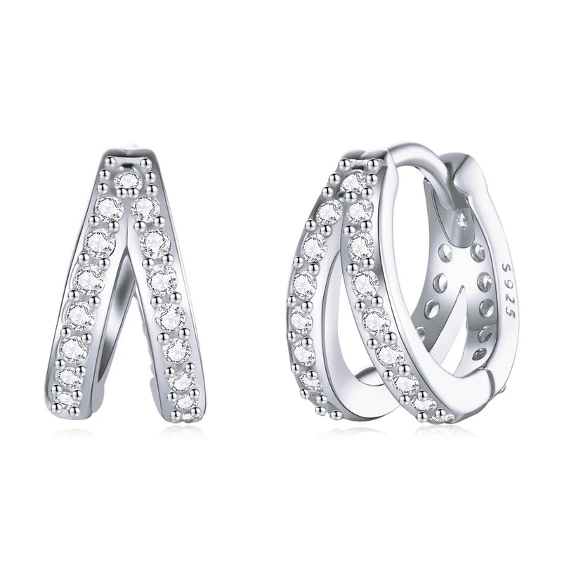 925 Silver Classic Hoop Earrings with Zircon