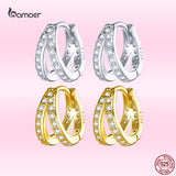 925 Silver Classic Hoop Earrings with Zircon