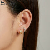 925 Silver Classic Hoop Earrings with Zircon