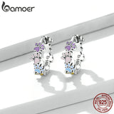 925 Silver Colorful Paws Ear Buckles for Women Earrings