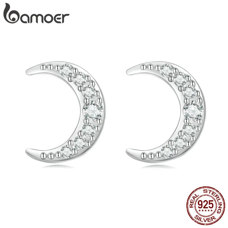 925 Sterling Silver Moon Earrings for Women Fine Jewelry