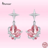 Sterling Silver Girly Planet Heart Stud Earrings
