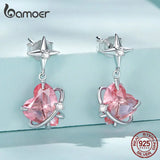 Sterling Silver Girly Planet Heart Stud Earrings