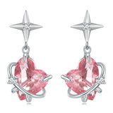 Sterling Silver Girly Planet Heart Stud Earrings