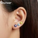 925 Silver Guardian Eye Mono-Stud Earring Women Multicolor Jewelry
