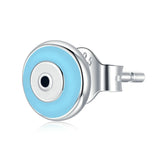 925 Silver Guardian Eye Mono-Stud Earring Women Multicolor Jewelry
