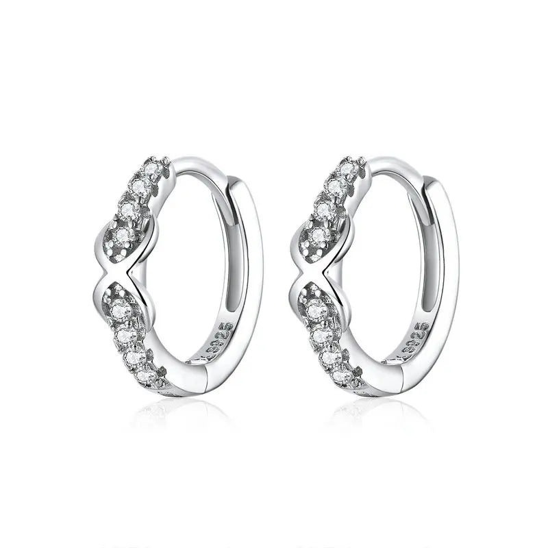 925 Silver Infinite Love Hoop Earrings Holy Engagement Jewelry SCE872