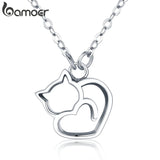 925 Sterling Silver Cat Pendant Necklace for Women SCN188