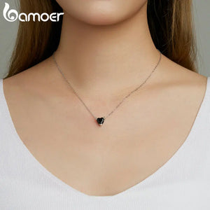925 Silver Sparkling CZ Devil Heart Necklace for Women