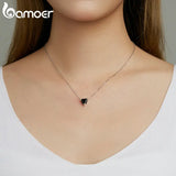 925 Silver Sparkling CZ Devil Heart Necklace for Women