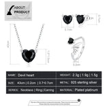 925 Silver Sparkling CZ Devil Heart Necklace for Women