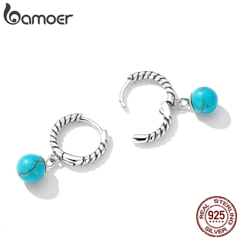 925 Silver Turquoise Vintage Drop Earrings for Women
