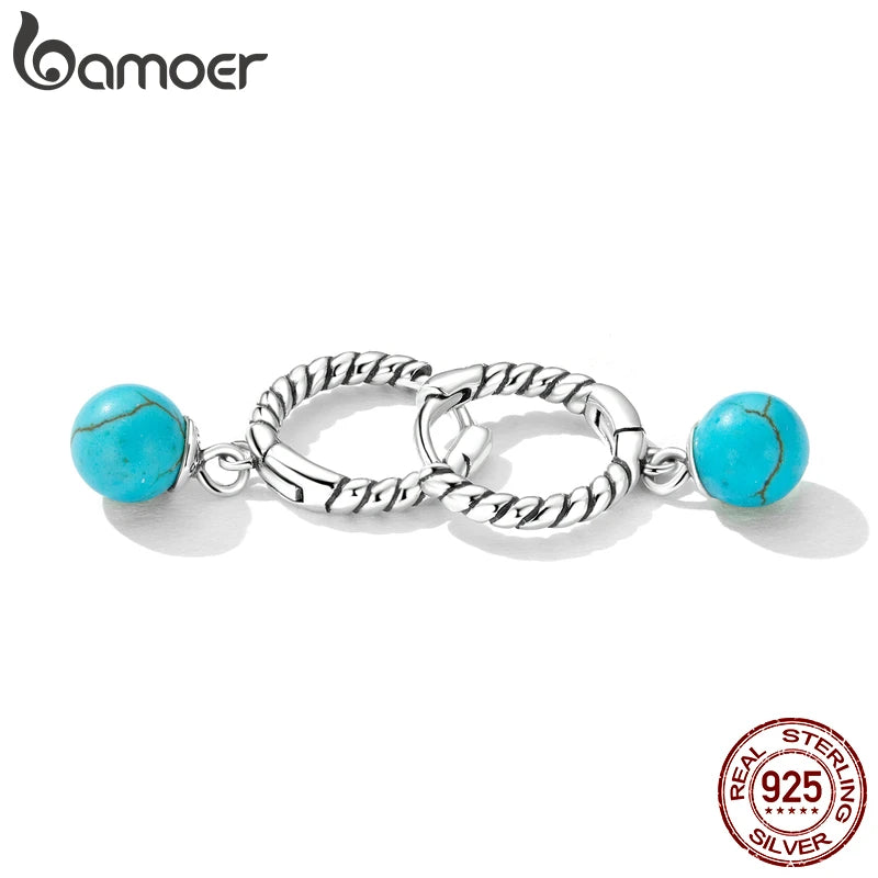 925 Silver Turquoise Vintage Drop Earrings for Women