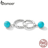 925 Silver Turquoise Vintage Drop Earrings for Women