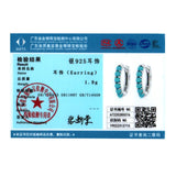 925 Silver Turquoise Ear Buckles Earrings Women Fine Jewelry