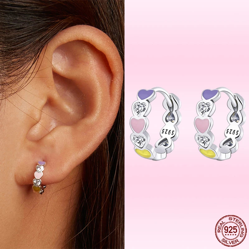 925 Silver Heart Water Drop CZ Earrings for Women
