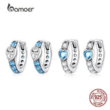 925 Sterling Silver Love Ear Buckles for Women Zirconia Earrings