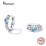 925 Sterling Silver Love Ear Buckles for Women Zirconia Earrings