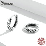 Bamoer Sterling Silver Snake Ear Buckles Women Hoop Earrings