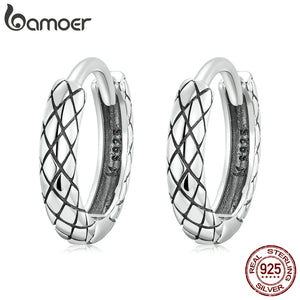 Bamoer Sterling Silver Snake Ear Buckles Women Hoop Earrings