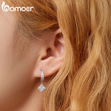 925 Sterling Silver Zircon Geometric Earrings Sparkling Women's Fine Jewelry