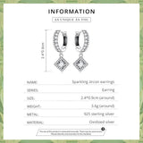 925 Sterling Silver Zircon Geometric Earrings Sparkling Women's Fine Jewelry