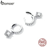925 Sterling Silver Zircon Geometric Earrings Sparkling Women's Fine Jewelry