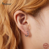 925 Silver Star Ear Buckles Colorful Zircon Earrings