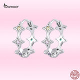 925 Silver Star Ear Buckles Colorful Zircon Earrings
