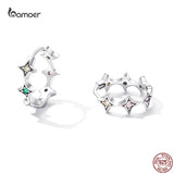 925 Silver Star Ear Buckles Colorful Zircon Earrings