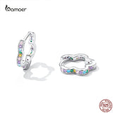 925 Sterling Silver Flower Rainbow Zircon Earrings for Women