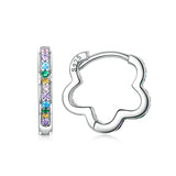 925 Sterling Silver Flower Rainbow Zircon Earrings for Women