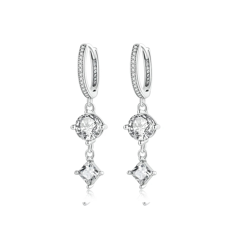 925 Silver Zirconia Pendent Hoop Earrings for Women