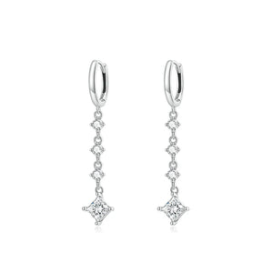 925 Silver CZ Drop Earrings for Women - Anniversary Party Jewelry