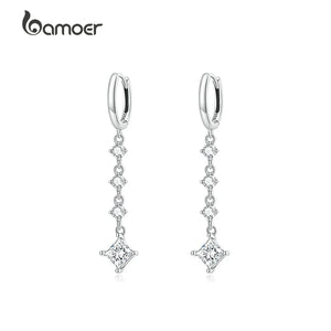 925 Silver CZ Drop Earrings for Women - Anniversary Party Jewelry