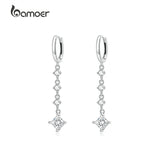 925 Silver CZ Drop Earrings for Women - Anniversary Party Jewelry