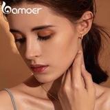 Bamoer 14K Plated Sterling Silver Cuff Earrings with Cubic Zircon, 10 Colors