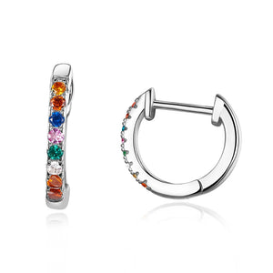 Bamoer 14K Plated Sterling Silver Cuff Earrings with Cubic Zircon, 10 Colors