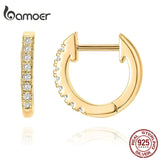Bamoer 14K Plated Sterling Silver Cuff Earrings with Cubic Zircon, 10 Colors
