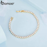 14K Plated Silver Zircon Chain Bracelet Women Cubic CZ Wedding Party Jewelry