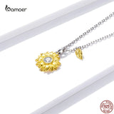 Adjustable 925 Silver Sunflower Pendant Necklace for Women