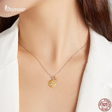 Adjustable 925 Silver Sunflower Pendant Necklace for Women