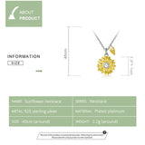 Adjustable 925 Silver Sunflower Pendant Necklace for Women