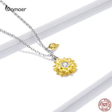 Adjustable 925 Silver Sunflower Pendant Necklace for Women