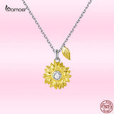 Adjustable 925 Silver Sunflower Pendant Necklace for Women
