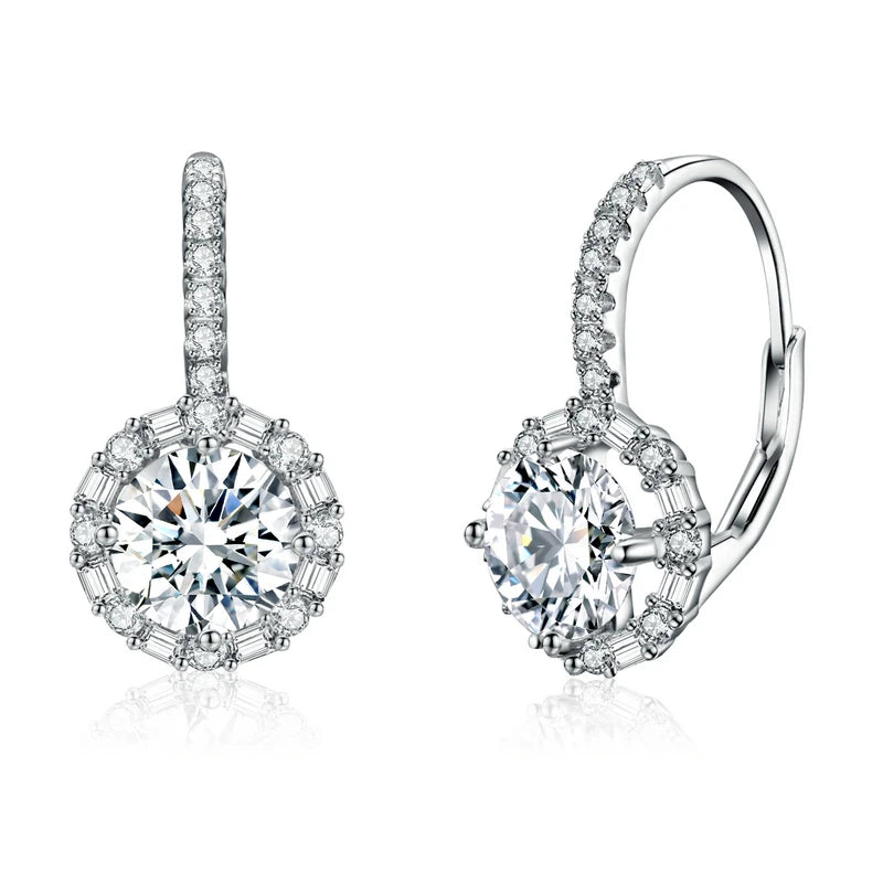 1CT D VVS1 EX Moissanite Hoop Earring S925 Sterling Silver