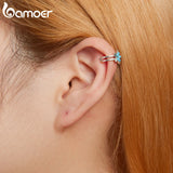 Bamoer 925 Silver Turquoise Star Ear Cuff Women Silver Ears Fine Jewelry